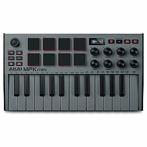 AKAI MPK Mini MK3 tastatūras vadības pults kontrolleris MIDI USB melns, pelēks