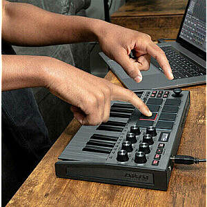 AKAI MPK Mini MK3 tastatūras vadības pults kontrolleris MIDI USB melns, pelēks