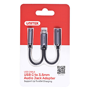 UNITEK USB-C ADAPTERS — MINI DZĪVNIEKS 3,5 MM USB-C 60 W