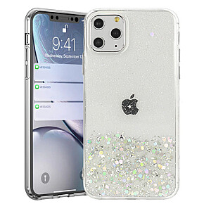 Fusion glue glitter silikona aizsargapvalks Apple iPhone 13 Pro caurspīdīgs