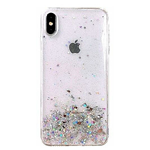 Fusion glue glitter silikona aizsargapvalks Apple iPhone 13 Pro caurspīdīgs