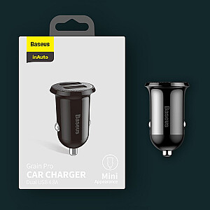 Baseus CCALLP-02 Grain Pro Car Charger Dual USB 4.8A White