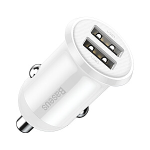 Baseus CCALLP-02 Grain Pro Car Charger Dual USB 4.8A White