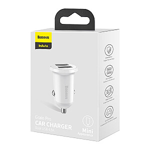 Baseus CCALLP-02 Grain Pro Car Charger Dual USB 4.8A White