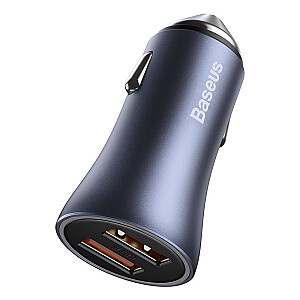 Baseus Golden Contactor Pro quick car charger 2x USB 40 W Quick Charge SCP FCP AFC + USB - USB Type C cable gray (TZCCJD-A0G)