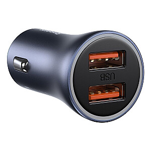 Baseus Golden Contactor Pro quick car charger 2x USB 40 W Quick Charge SCP FCP AFC + USB - USB Type C cable gray (TZCCJD-A0G)