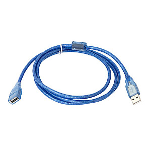 Fusion USB 2.0 pagarinātājs 1,3 m ar ferīta gredzenu (zils)