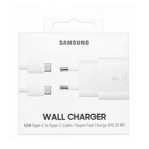 Зарядное устройство Samsung EP-TA800XWEGWW с кабелем USB-C / 3A / 25W / белое