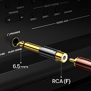 Ugreen adapter from 6.35 mm jack (male) to RCA (female) gold (AV169)