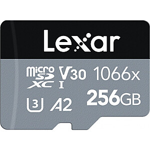 Lexar High-Performance 1066x UHS-I  MicroSDXC, 256 GB, Flash memory class 10, Black/Grey, Class: A2 V30 U3, 70 MB/s, 160 MB/s
