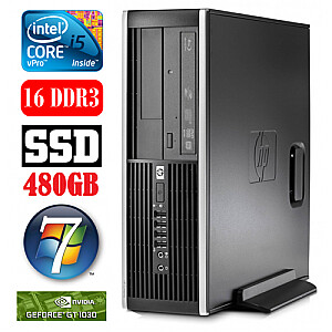 Personālais dators HP 8100 Elite SFF i5-650 16GB 480SSD GT1030 2GB DVD WIN7Pro