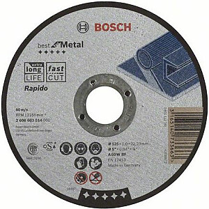Taisns griešanas disks Bosch Best for Metal Rapido 125 x 22 mm A60W (2608603514)