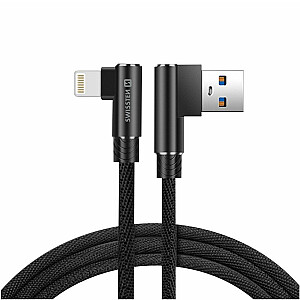 Swissten Pītais L Tipa Universāls Quick Charge 3.1 USB uz Lightning Datu un Uzlādes Kabelis 1.2m