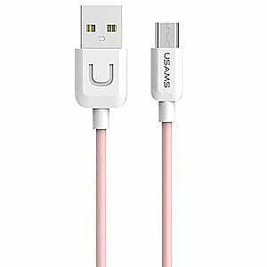 Usams U-TURN Universāls Silikona Micro USB Datu un uzlādes Kabelis 1m Rozā