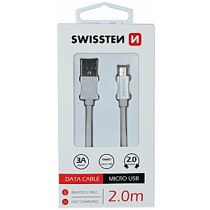 Swissten Textile Quick Charge Universāls Micro USB Datu un Uzlādes Kabelis 2m