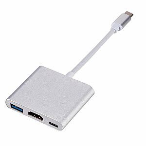 RoGer Multimedia Adapter Type-C to HDMI (4K @ 30Hz, 1080P @ 60Hz) + USB 3.0 Серебряный