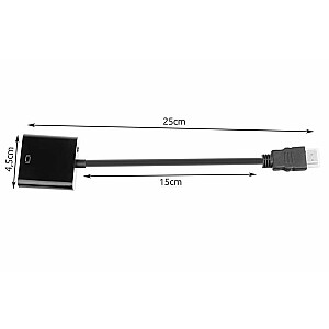 RoGer Signāla Pārveidotājs no HDMI uz VGA (+Audio) Melns
