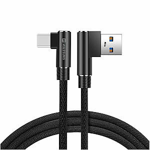 Swissten Pītais L Tipa Universāls Quick Charge 3.1 USB uz USB-C Datu un Uzlādes Kabelis 1.2m