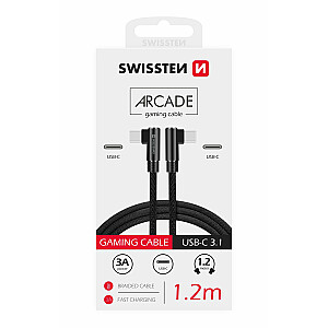 Swissten Плетеный L Типа Универсальный Quick Charge 3.1 USB-C на USB-C Кабель данных 1.2 m