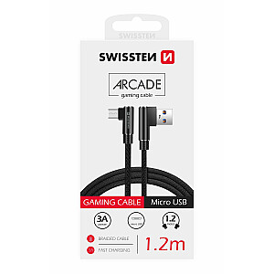 Swissten Плетеный L Типа Универсальный Quick Charge 3.1 USB на micro USB Кабель данных 1.2 m