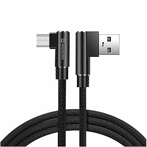Swissten Pītais L Tipa Universāls Quick Charge 3.1 USB uz micro USB Datu un Uzlādes Kabelis 1.2m