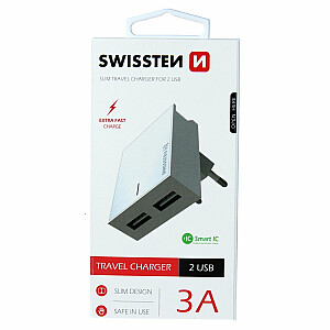 Swissten Premium Tīkla Lādētājs 2x USB 3А 15W