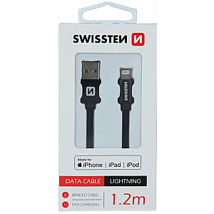 Swissten MFI Textile Fast Charge 3A Lightning Кабель Для Зарядки и Переноса Данных 1.2m