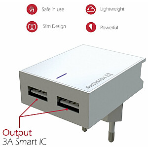 Swissten Smart IC Зарядное устройство 2x USB 3А / 15W С проводом Micro USB 1.2m