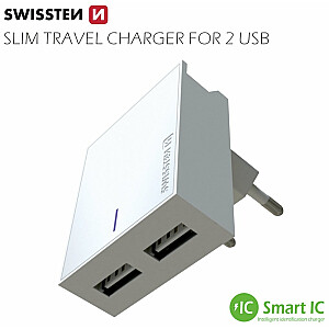 Swissten Smart IC Tīkla Lādētājs 2x USB 3А / 15W Ar Micro USB vadu 1.2m