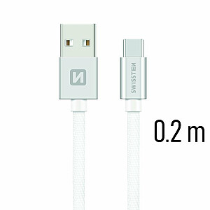 Swissten Textile Universāls Quick Charge 3.1 USB-C Datu un Uzlādes Kabelis 20 cm