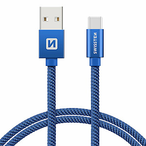 Swissten Textile Universāls Quick Charge 3.1 USB-C Datu un Uzlādes Kabelis 20 cm