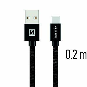 Swissten Textile Universāls Quick Charge 3.1 USB-C Datu un Uzlādes Kabelis 20 cm