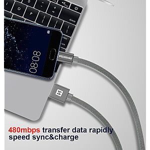 Swissten Textile Universāls Quick Charge 3.1 USB-C Datu un Uzlādes Kabelis 20 cm