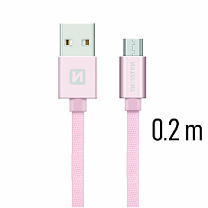 Swissten Textile Quick Charge Universāls Micro USB Datu un Uzlādes Kabelis 0.2m