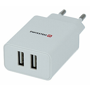 Swissten Travel Smart Ic 2x USB 2.1A + USB kabelis - microUSB 1.2m белый