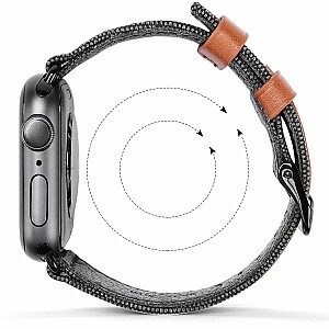 Dux Ducis Canvas Ādas Siksniņa Pulkstenim Apple Watch 38 / 40 mm Melna-Brūna