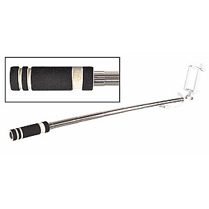 RoGer RO-AD7 Selfie Stick 55cm Teleskopisks - Mini Stiprinājums ar vada kabeli un foto pogu rokturī Melns