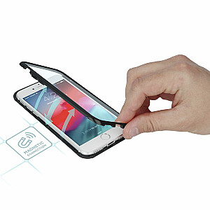Mocco Double Side Case 360 Двухсторонний Чехол из Алюминия для телефона с защитным стеклом для Apple iPhone XS Max Прозрачный - Черный