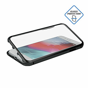 Mocco Double Side Case 360 Двухсторонний Чехол из Алюминия для телефона с защитным стеклом для Apple iPhone X / XS Прозрачный - Черный