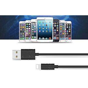 Usams U-GEE Universāls Silikona Apple Lightning (MD818ZM/A) USB Datu un uzlādes Kabelis 1m Melns