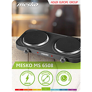 Варочная панель Mesko Home MS 6509 Черная столешница Герметичная плита 2 зоны(ы)
