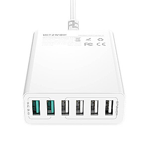 BlitzWolf BW-S15 Сетевое зарядное устройство 6 x USB / 60W / 4.8A / Quick Charge 3.0 Белое