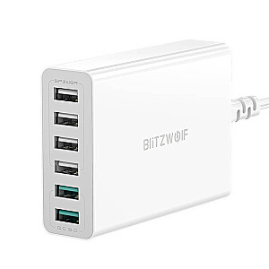 BlitzWolf BW-S15 Tīkla Lādētājs 6 x USB / 60W / 4.8A / Quick Charge 3.0 Balts