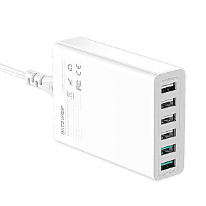 BlitzWolf BW-S15 Сетевое зарядное устройство 6 x USB / 60W / 4.8A / Quick Charge 3.0 Белое