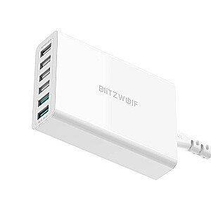 BlitzWolf BW-S15 Tīkla Lādētājs 6 x USB / 60W / 4.8A / Quick Charge 3.0 Balts