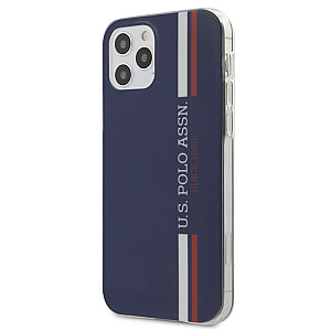 U.S. Polo USHCP12MPCUSSNV Tricolor Vertical Stripes Cover Чехол для Apple iPhone 12 / 12 Pro sinine