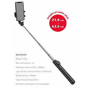 Swissten Bluetooth Selfie Stick Alumīnija Statīvs Telefoniem un Kamerām Ar Distances Bluetooth Pulti