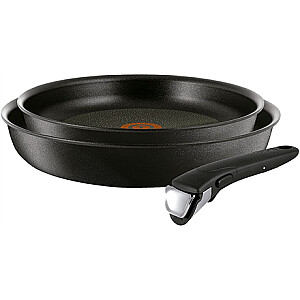 TEFAL Set of Pans L6509102 Ingenio Expertise Frying, Diameter 22/26 cm, Suitable for induction hob, Removable handle, Black