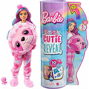 Barbie Cutie Reveal lelle, kas pārģērbusies par Mattel sliņķi
