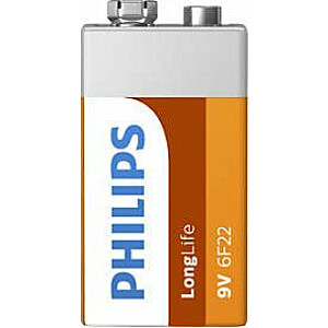 AKUMULATORS PHILIPS 9 V LONGLIFE FOLIA POWER Alkaline Phil-6F22L1F/10
